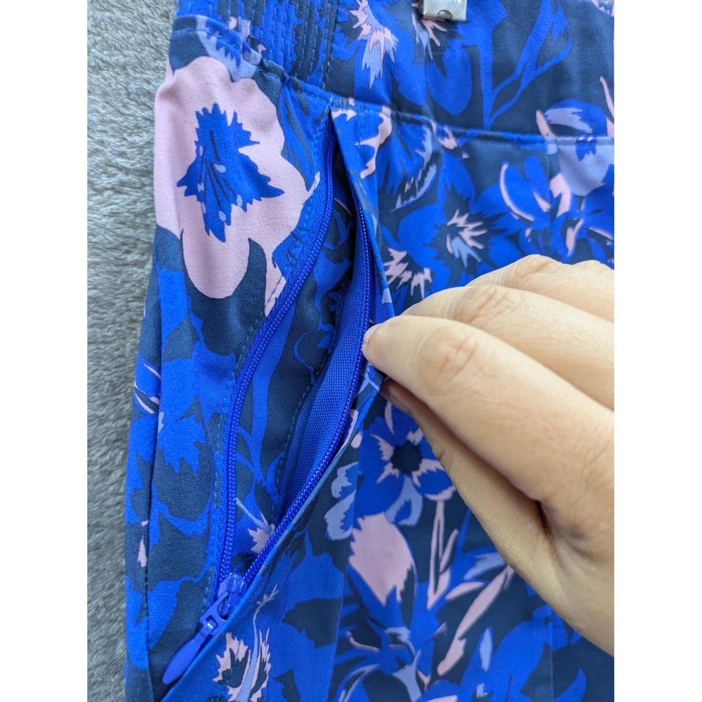 Tropical Floral PFG Fishing Shorts Womens Large Blue Hibiscus Performance Pocket